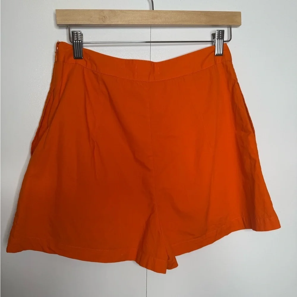 Maeve - Anthropologie - Orange Pleated Poplin Shorts 100% Cotton - US 4 - Picture 6 of 10